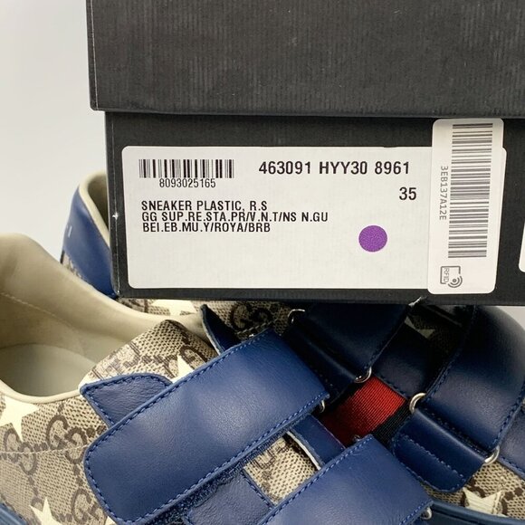 NIB Gucci Ace Gg Supreme Stars Sneakers Size 35 - Picture 10 of 11